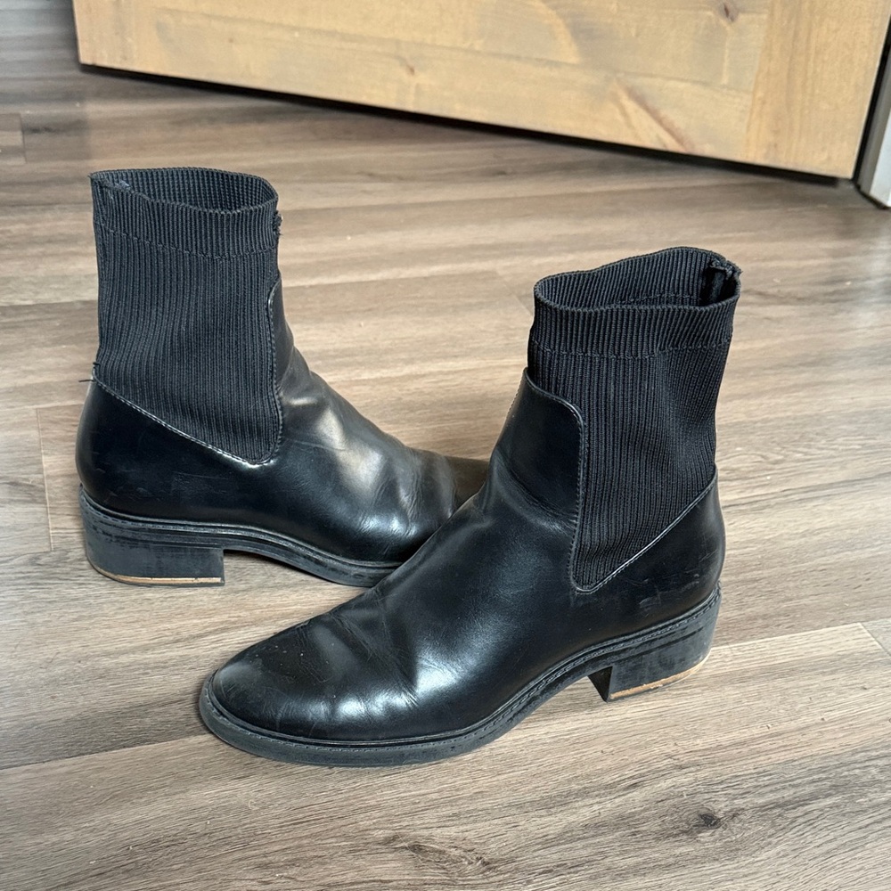 Zara Sock Leather Chelsea boots